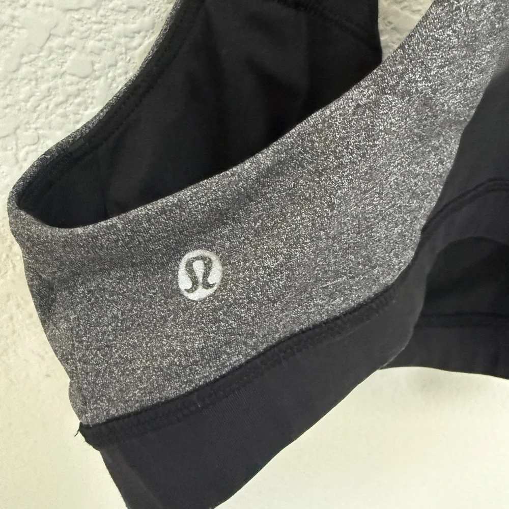 Lululemon Invigorate Sports Bra Heathered Black / Black Mesh Size 6 Racerback
